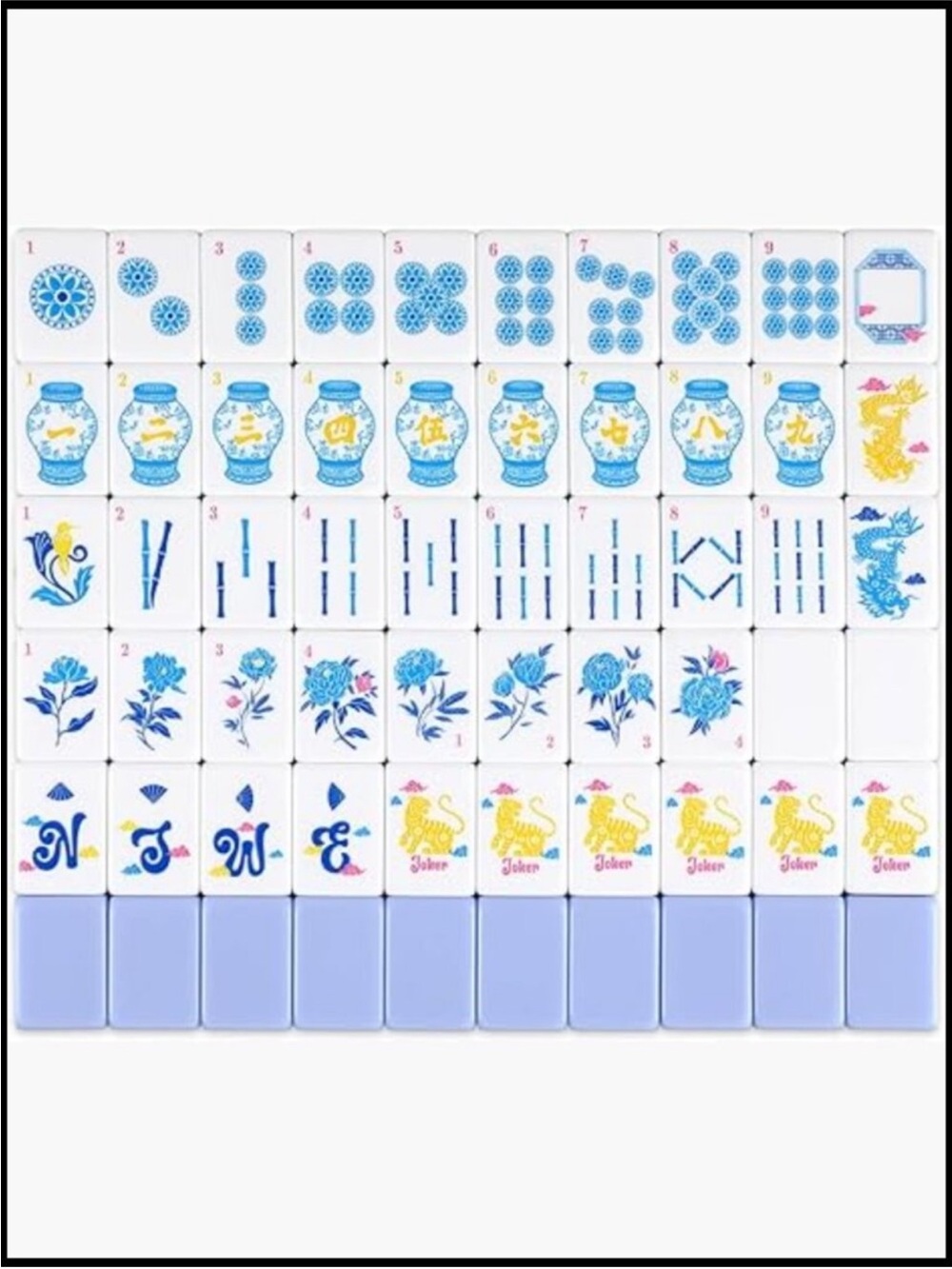 American Mahjong Tile Set with Carrying Bag 160 Tiles Acrylic Engraved Classic